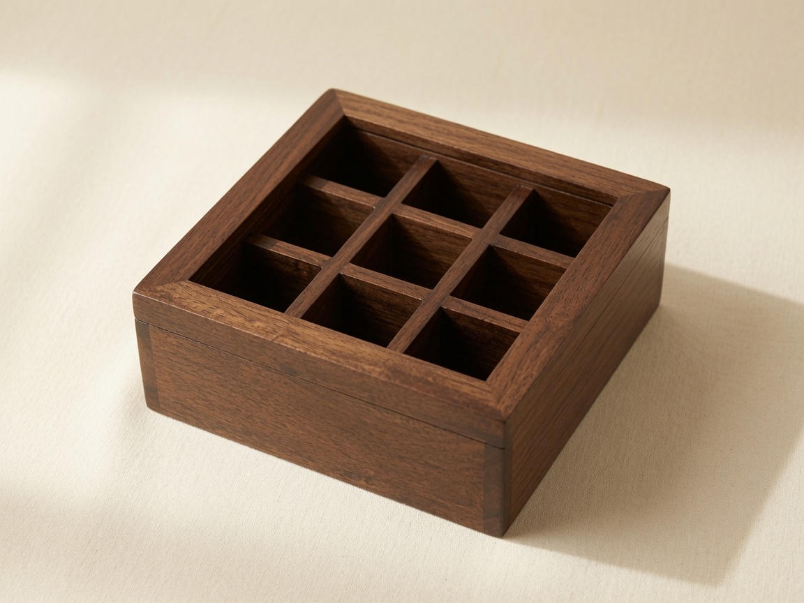 Wooden Spice Organizer — closed, lid shut, front view
