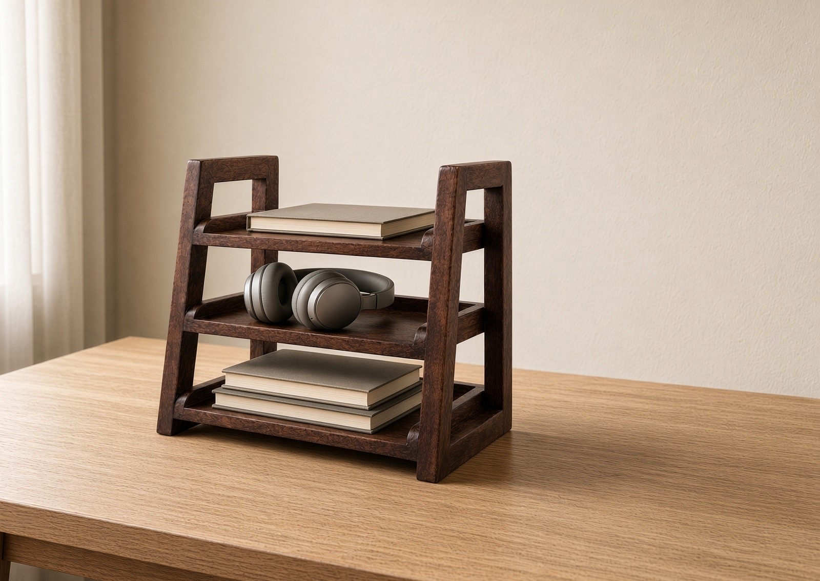3-Tier Wooden Shelf Organizer showing three open storage levels